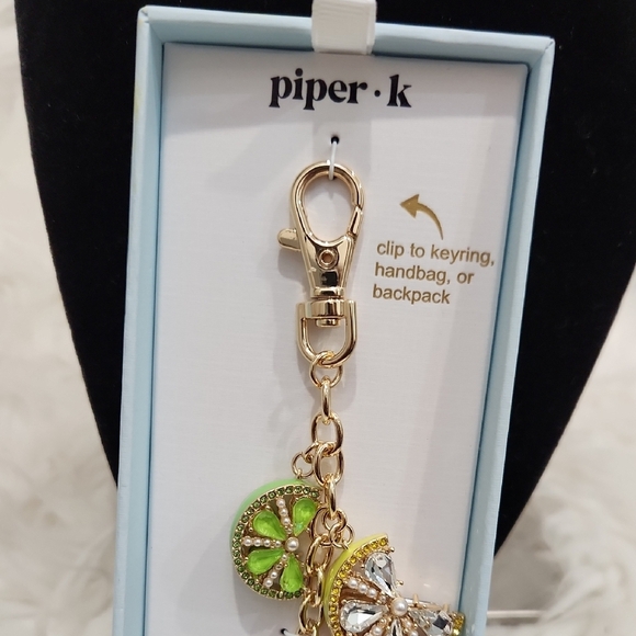 🔹Piper K🔹️ Rose Quartz  Lime Lemon Key Chain & Bag Charm Glass Pearl  Stones - Picture 5 of 6